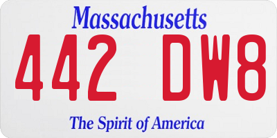 MA license plate 442DW8