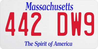 MA license plate 442DW9