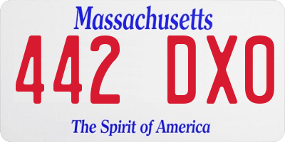 MA license plate 442DX0
