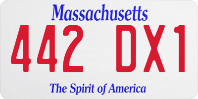 MA license plate 442DX1