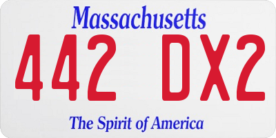 MA license plate 442DX2