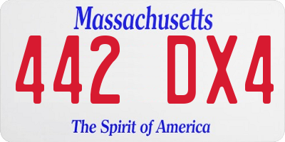 MA license plate 442DX4