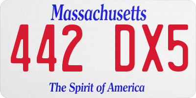 MA license plate 442DX5