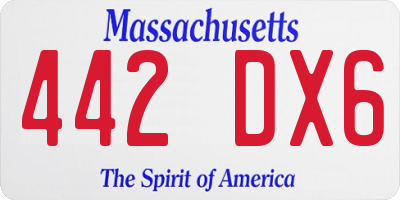 MA license plate 442DX6