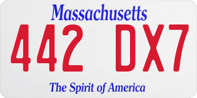 MA license plate 442DX7