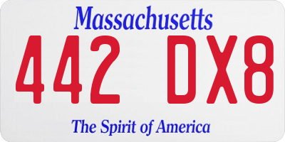 MA license plate 442DX8
