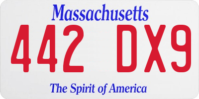 MA license plate 442DX9