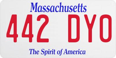 MA license plate 442DY0