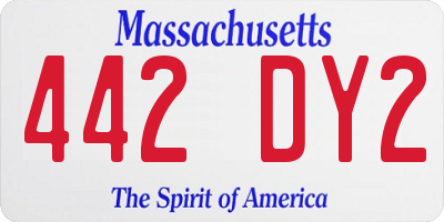 MA license plate 442DY2