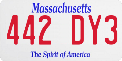 MA license plate 442DY3