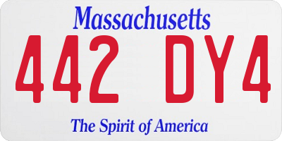 MA license plate 442DY4