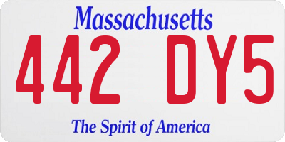 MA license plate 442DY5