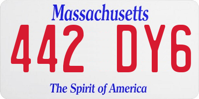 MA license plate 442DY6
