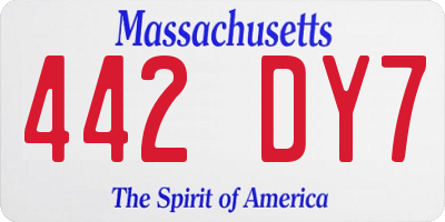 MA license plate 442DY7