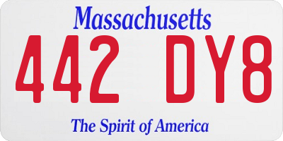 MA license plate 442DY8
