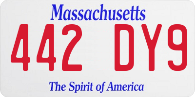 MA license plate 442DY9