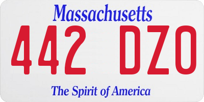 MA license plate 442DZ0