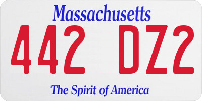 MA license plate 442DZ2