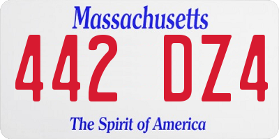 MA license plate 442DZ4