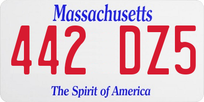 MA license plate 442DZ5