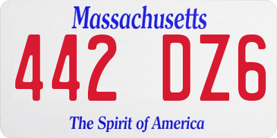MA license plate 442DZ6