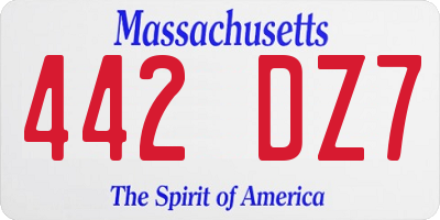 MA license plate 442DZ7