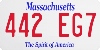 MA license plate 442EG7