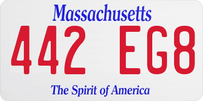 MA license plate 442EG8