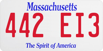 MA license plate 442EI3