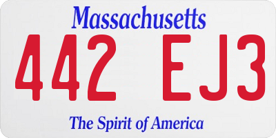 MA license plate 442EJ3