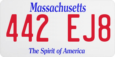 MA license plate 442EJ8