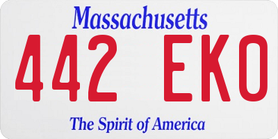 MA license plate 442EK0