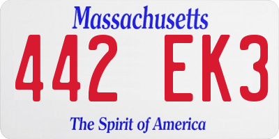 MA license plate 442EK3