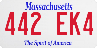 MA license plate 442EK4