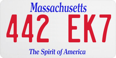 MA license plate 442EK7