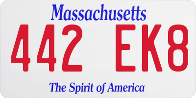 MA license plate 442EK8