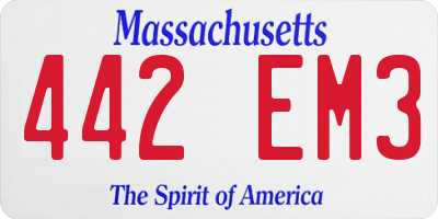 MA license plate 442EM3