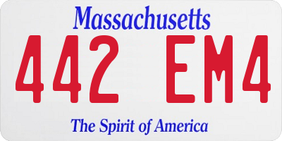 MA license plate 442EM4