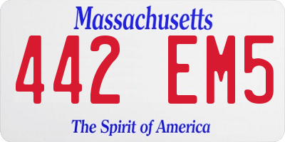 MA license plate 442EM5