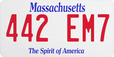 MA license plate 442EM7