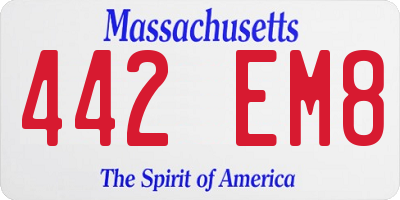 MA license plate 442EM8