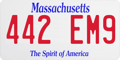 MA license plate 442EM9