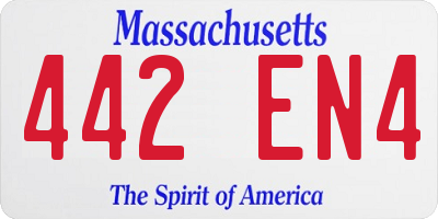 MA license plate 442EN4