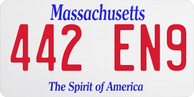 MA license plate 442EN9