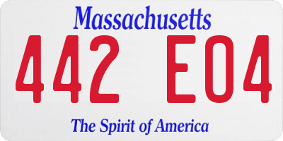 MA license plate 442EO4