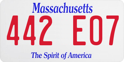 MA license plate 442EO7
