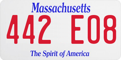 MA license plate 442EO8