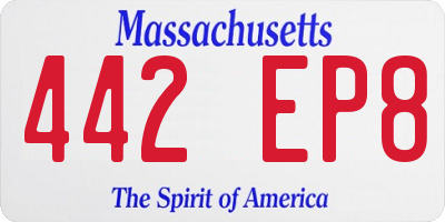 MA license plate 442EP8