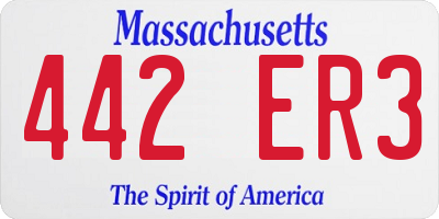 MA license plate 442ER3