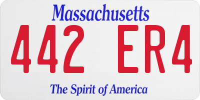 MA license plate 442ER4